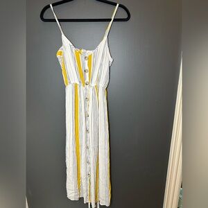 Blush | Striped Yellow and White‎ Button-Down Dress | Medium